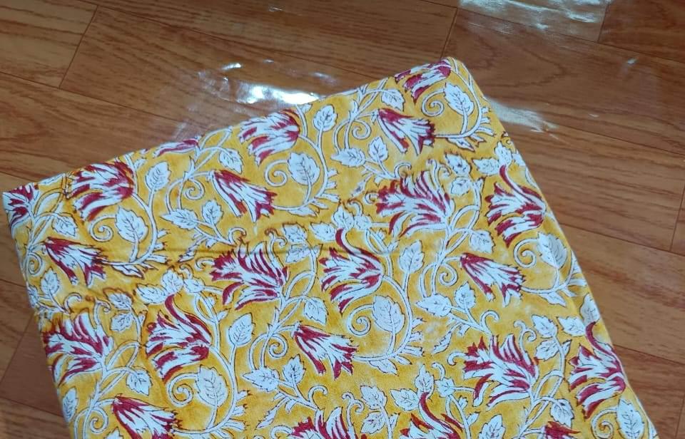IndiaHand Block Print Fabric, Floral 100% Cotton Quilting Fabric By The Yard, Fabric For Dress Making, Loose Running Fabric, Napkin Fabric