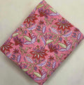 Pink Floral Cotton Fabric by Yard, Indian Block Print Fabric, Boho Flower Print Material, Dressmaking Quilting Fabric, Home Decor Cotton