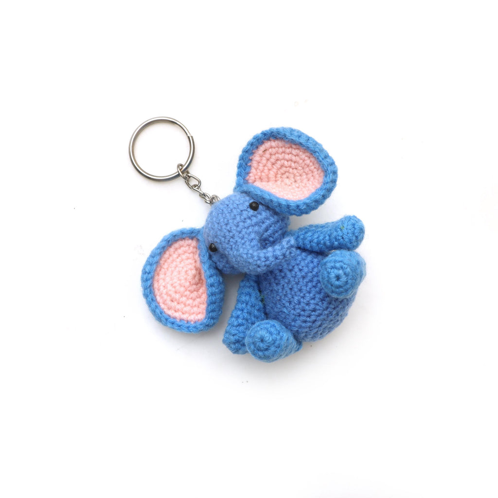 Handmade Crochet Elephant Keychain | Cute Blue Amigurumi Elephant Plush | Soft Animal Bag Charm | Elephant Lover Gift | Handmade Fabric Toy