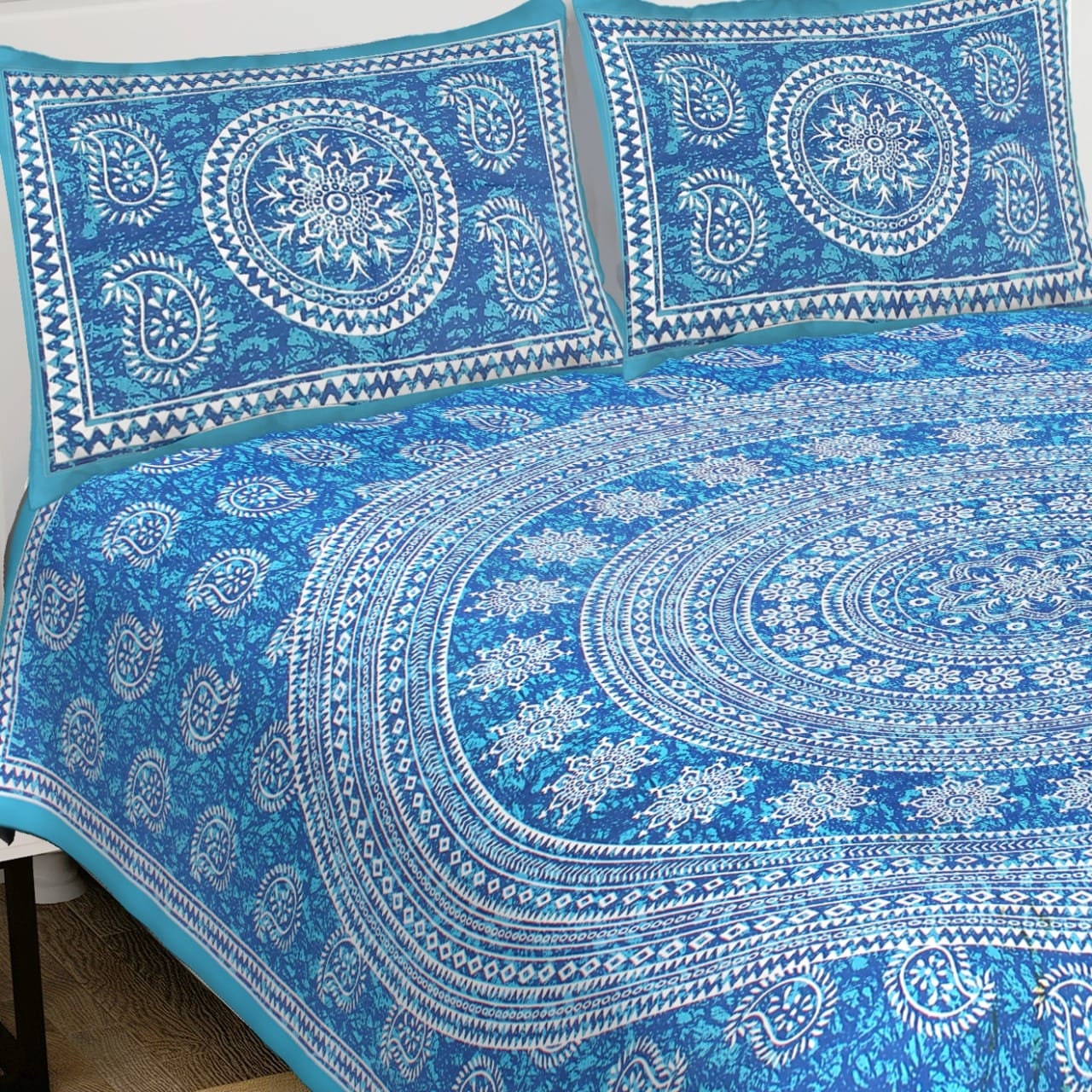 Queen Size Bedsheet, Handmade Floral Bedsheet Set, Printed Cotton Bedsheet With 2 Pillow Covers, Home Decor Bedsheet, Designer Bedcover