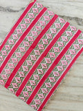 Pink Green Stripe Cotton Fabric, Hand Block Print Fabric, Indian Floral Geometric Textile, Quilting Fabric, Dressmaking Fabric, Craft Fabric