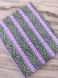 Lilac Stripe Cotton Fabric by the Yard, Hand Block Print Floral Fabric, Indian Cotton for Quilting, Sewing, Crafts & Dressmaking Gift Fabric