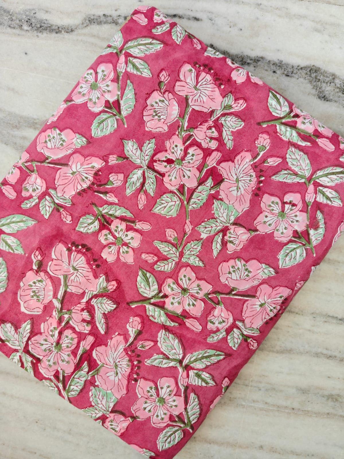 Pink Floral Cotton Fabric, Cherry Blossom Print Fabric, Lightweight Cotton Quilting Fabric, Dressmaking Fabric, Spring Flower Textile