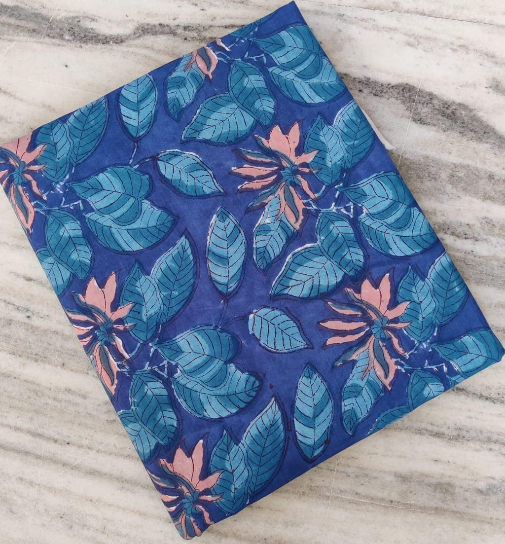 Hand Block Print Cotton Fabric: Floral Quilting Fabric By The Yard