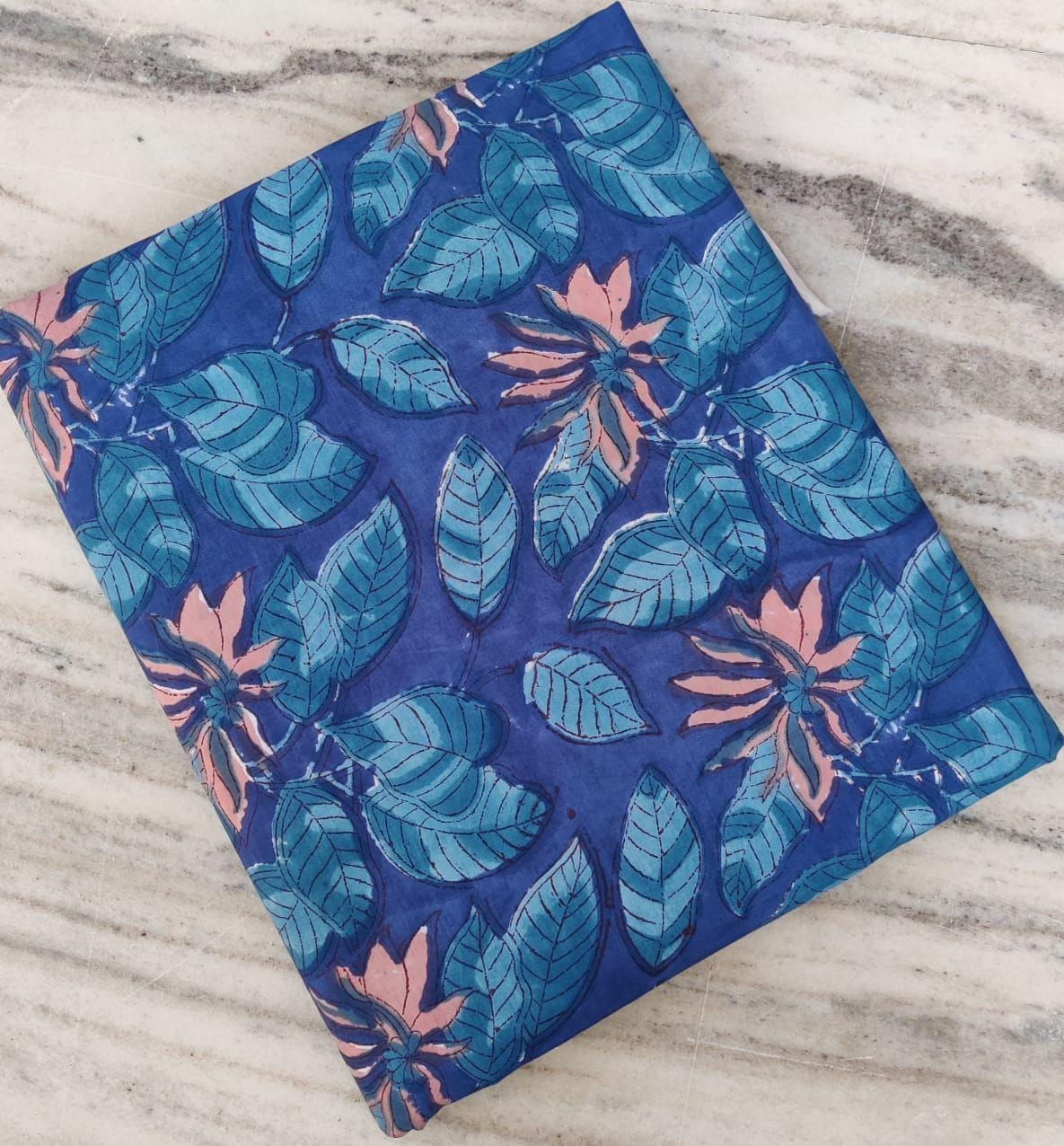 Hand Block Print Cotton Fabric: Floral Quilting Fabric By The Yard