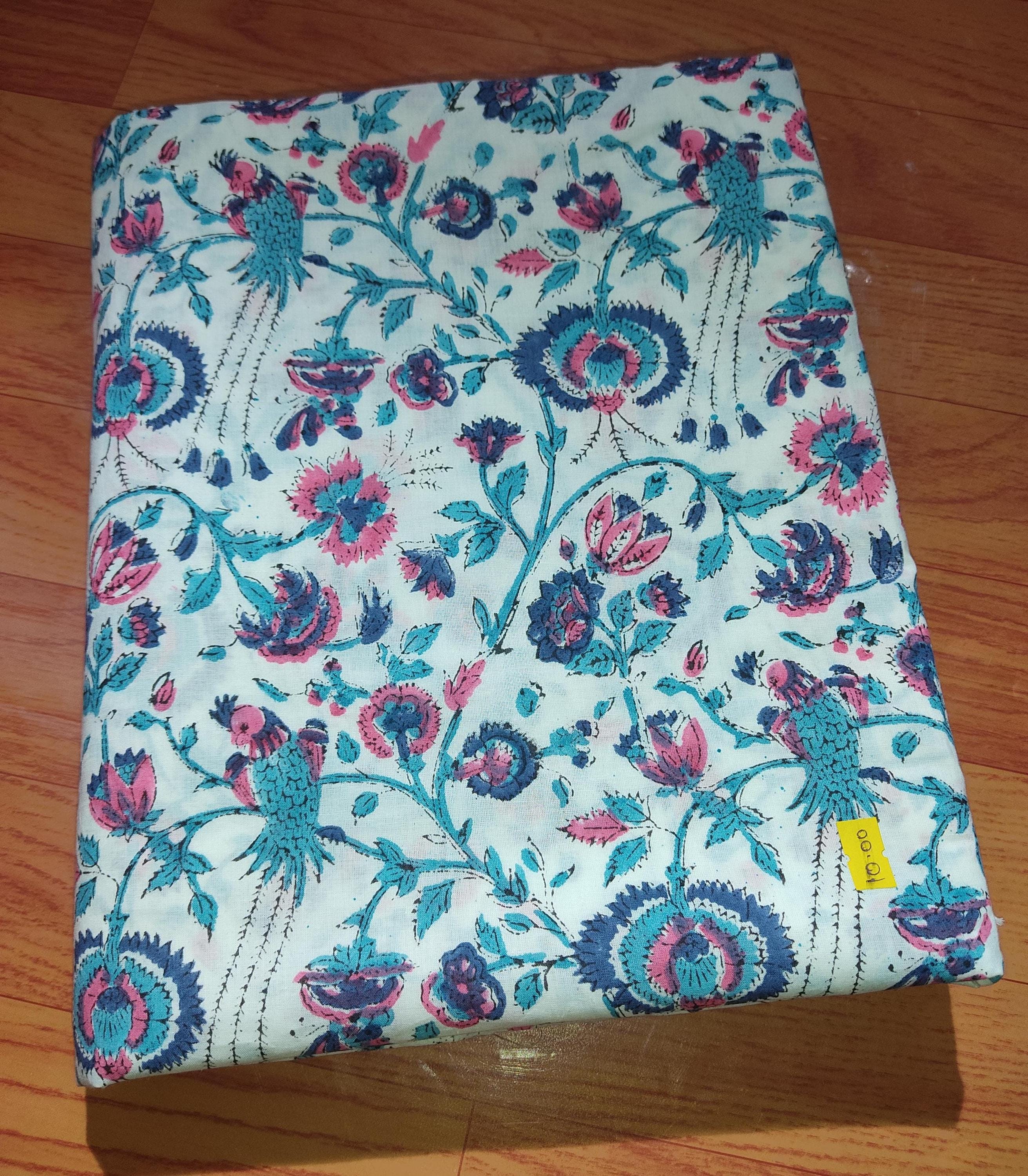 Indian Hand Block Print Fabric, Floral 100% Cotton Quilting Fabric By The Yard, Handmade Fabric, Loose Running Fabric, Textile Fabric, Gifts