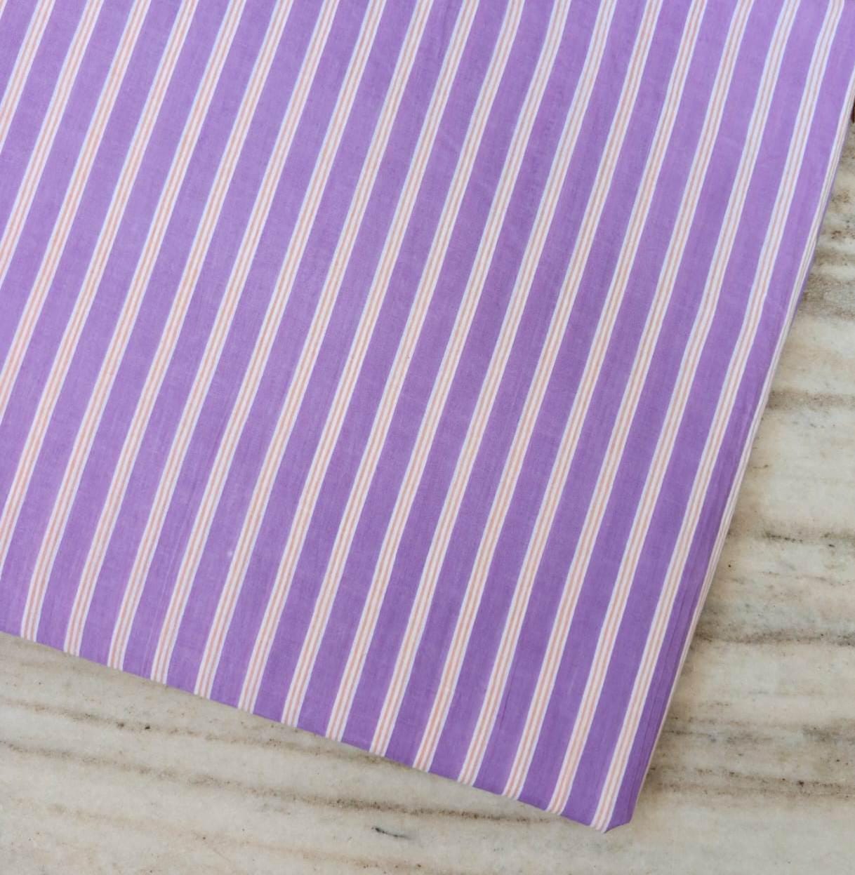 Lavender Stripe Cotton Fabric, Purple and White Striped Fabric, Pastel Stripe Quilting Fabric, Apparel Sewing Material, Spring Fabric