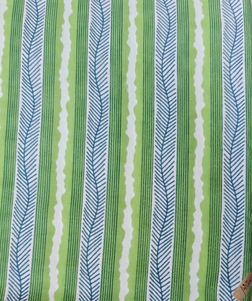Green Leaf Stripe Cotton Fabric, Stripe Fabric, Tropical Fabric, Dress Making Fabric, Quilting Fabric by Yard, Curtain Upholstery Textile