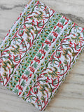 Indian Hand Block Print Cotton Fabric, Red Green Floral Vine Border Print, Jaipur Cotton Textile, Cotton Craft Fabric, Dressmaking Fabric