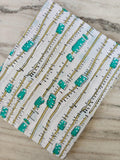 White & Teal Block Print Cotton Fabric, Modern Stripe Floral Fabric, Lightweight Dressmaking Cotton, Cotton Dress Fabric, White Fabric