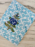 Hand Block Print Cotton Fabric, Blue Floral Indian Cotton, Turquoise Swirl Pattern Fabric, Soft Cotton Fabric by Yard Quilting Sewing Fabric