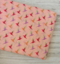 Peach Hummingbird Cotton Fabric, Multicolor Bird Print Fabric, Quilting Cotton by the Yard, Sewing Craft Fabric, Nature Animal Fabric