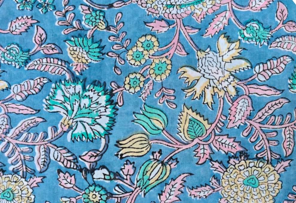 Indian Hand Block Print Fabric, Floral 100% Cotton Quilting Fabric By The Yard, Fabric For Dress Making, Loose Running Fabric, Napkin Fabric