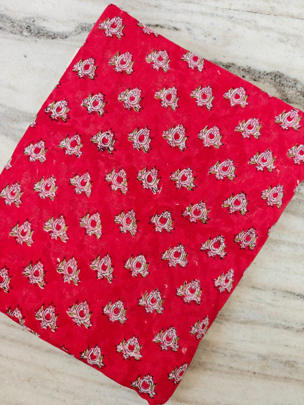 Red Floral Cotton Fabric, Hand Block Print Fabric, Indian Cotton Textile, Soft Lightweight Fabric, Dressmaking Sewing Material, Craft Fabric