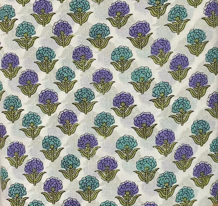 Indian Hand Block Print Fabric, Floral 100% Cotton Quilting Fabric By The Yard, Fabric For Dress Making, Loose Running Fabric, Napkin Fabric