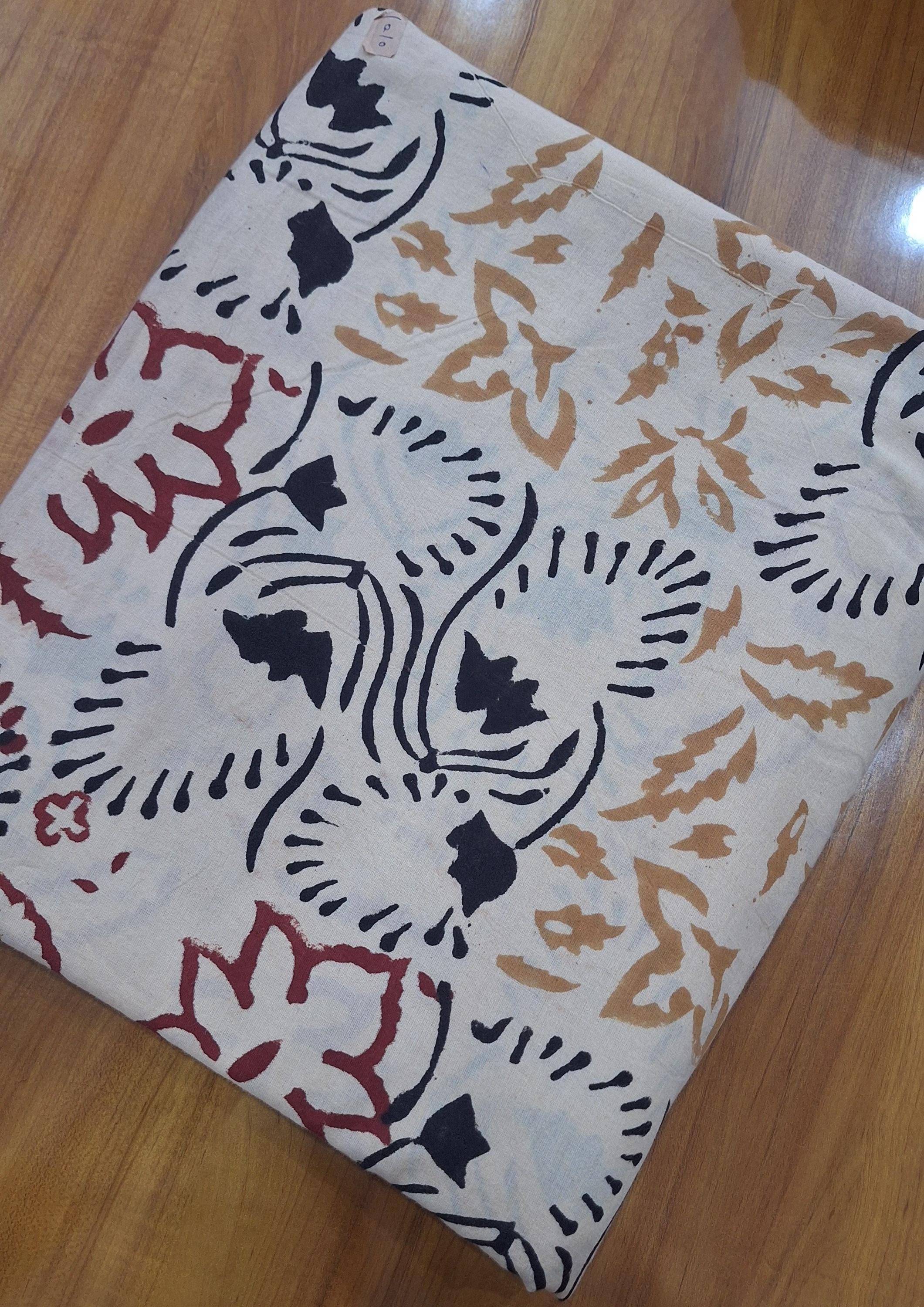 Hand Block Print Cotton Fabric, Floral Ethnic Cotton Fabric, Natural Cotton Cloth for Sewing, Quilting, Craft, Indian Style Fabric by Yard