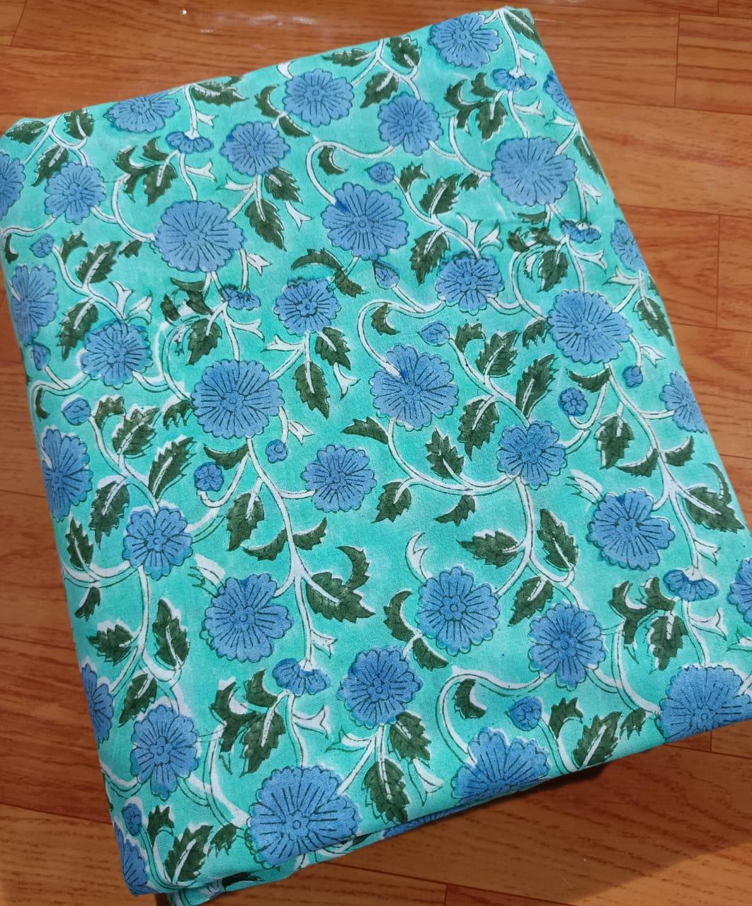 Indian Hand Block Print Fabric, Floral 100% Cotton Quilting Fabric By The Yard, Fabric For Dress Making, Loose Running Fabric, Napkin Fabric