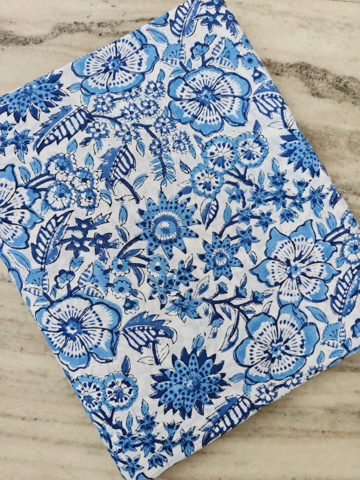 Multi Color Indian Hand Block Print Fabric, Floral 100% Cotton Quilting Fabric By The Yard, Dressmaking Fabric, Napkins Fabric, Loose Fabric