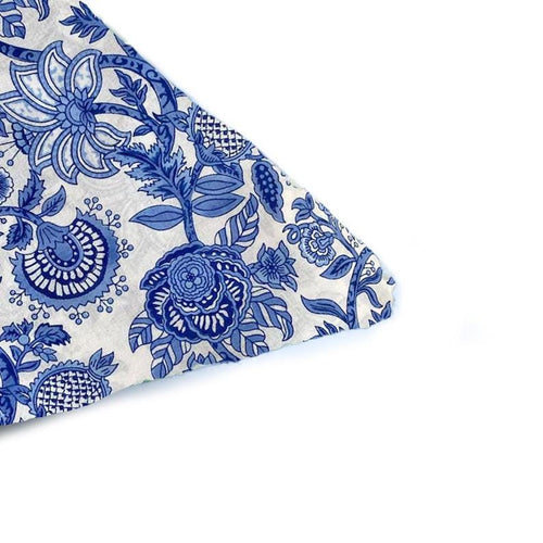 Blue Floral Cotton Cushion Cover, Hand Block Print Pillow Cover, Indigo Flower Throw Pillow | Boho Decorative Cushion, Indian Home Decor