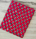 Red Floral Cotton Fabric, Indian Block Print Cotton Fabric, Blue Buti Flower Fabric, Hand Block Print Fabric by the Yard Dress Making Fabric
