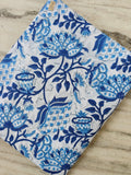 Blue Floral Cotton Fabric, Hand Block Print Indian Fabric, Large Lotus Flower Print, Soft Cotton Fabric for Sewing Quilting Upholstery Craft