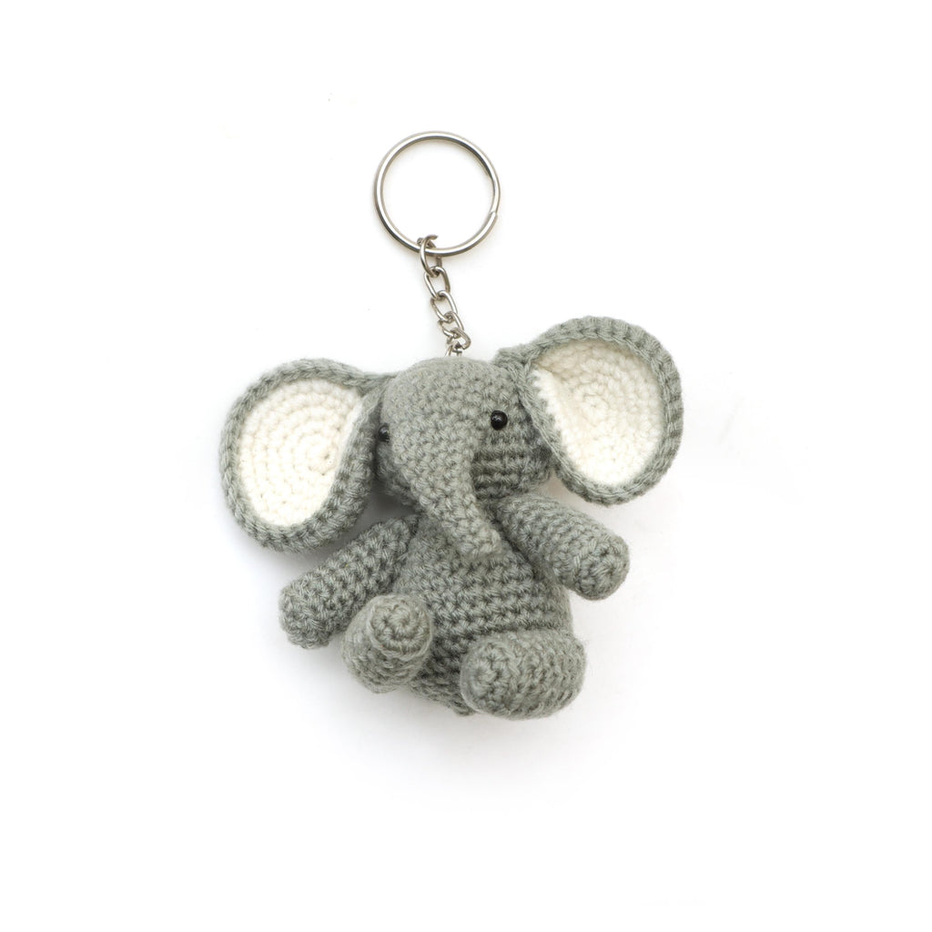 Handmade Crochet Elephant Keychain | Grey Amigurumi Elephant Plush | Cute Animal Bag Charm | Soft Fabric Elephant Toy | Elephant Lover Gift
