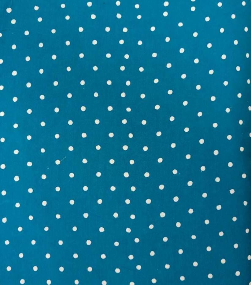 Teal Polka Dot Cotton Fabric, White Dots Print Fabric, Quilting Fabric, Craft Fabric by the Yard, Dressmaking Modern Polka Dot Textile