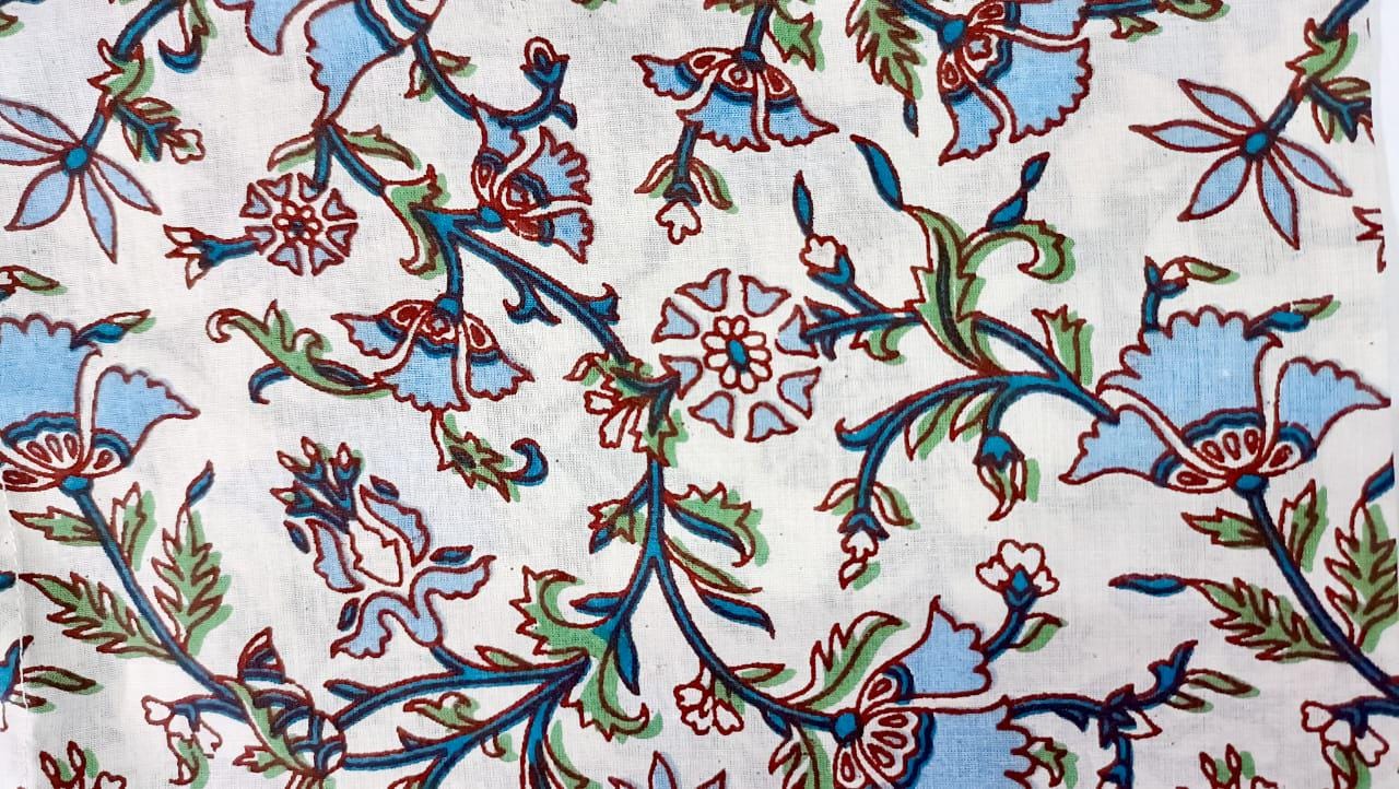 Floral Cotton Dinner Napkins, Set of 4 - Hand Block Printed