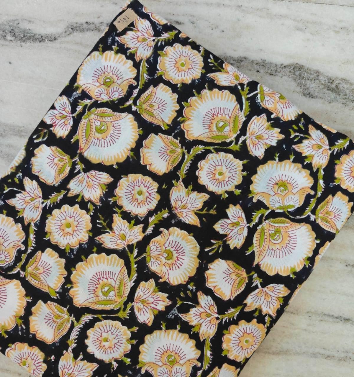 Colourful Soft Cotton, Indian Hand Block Print Fabric, Floral 100% Cotton Fabric By The Yard, Fabric for Loose Running, Textile Fabric