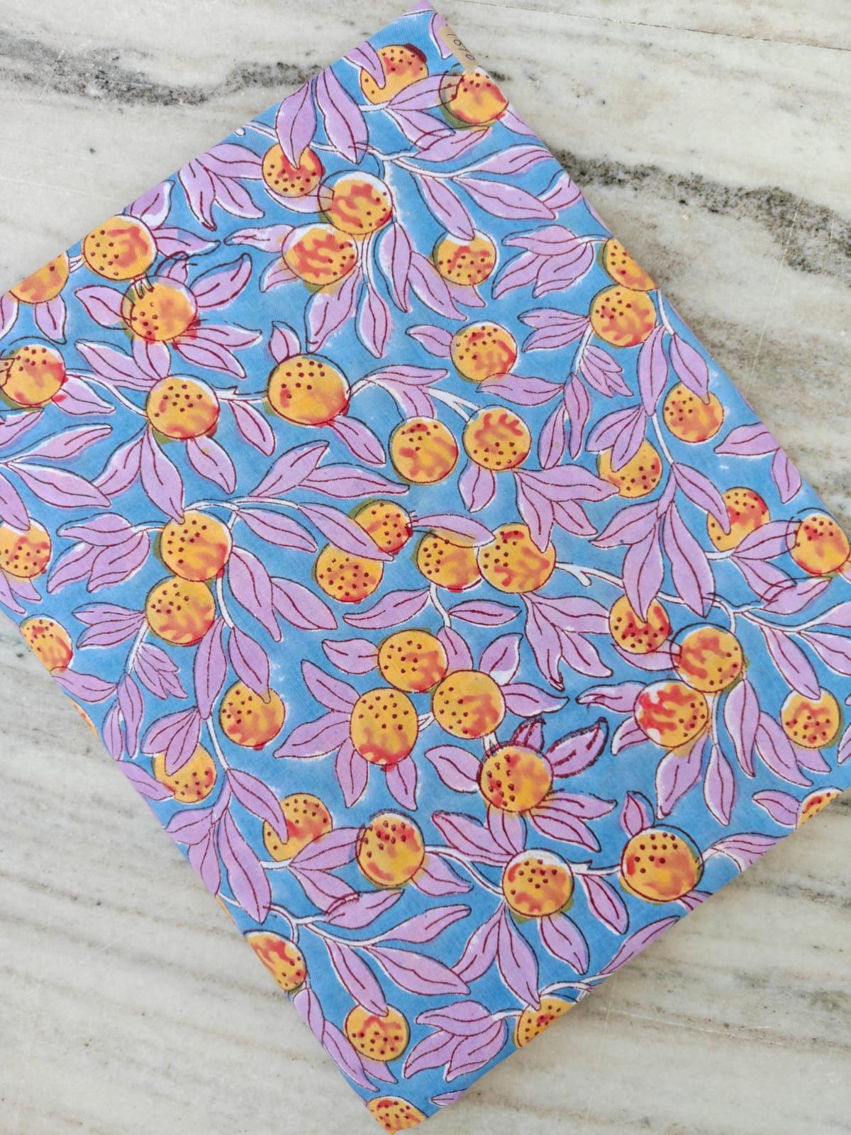 Indian Hand Block Print Fabric, Floral 100% Cotton Quilting Fabric By The Yard, Fabric For Dress Making, Loose Running Fabric, Napkin Fabric