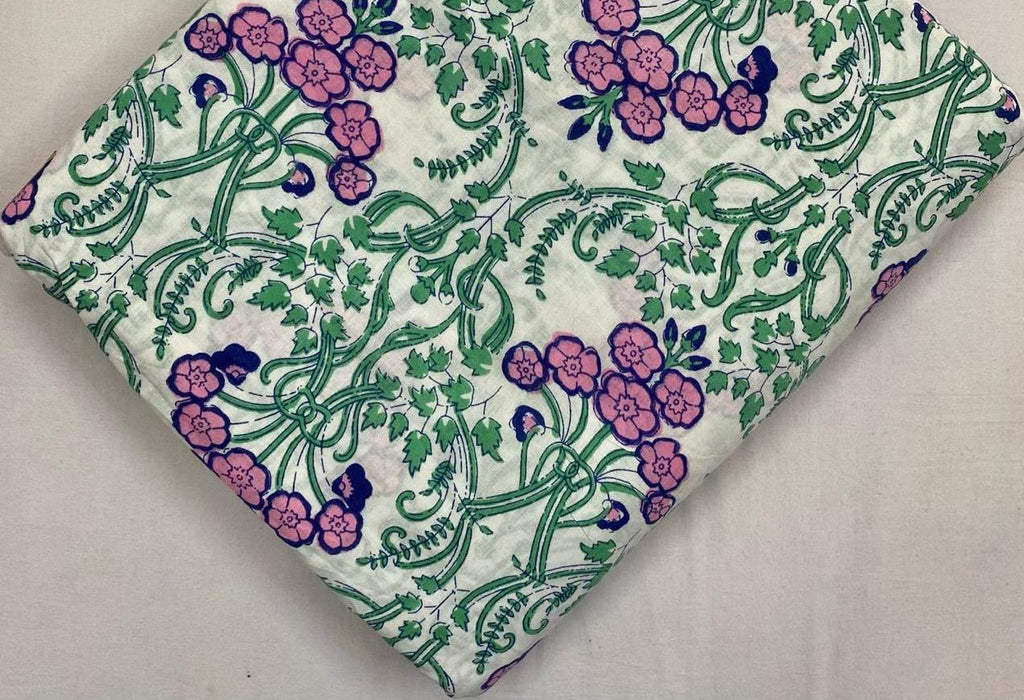 Indian Hand Block Print Fabric, Floral 100% Cotton Quilting Fabric By The Yard, Sewing Fabric Loose Running Fabric, Table Cover Fabric, Gift
