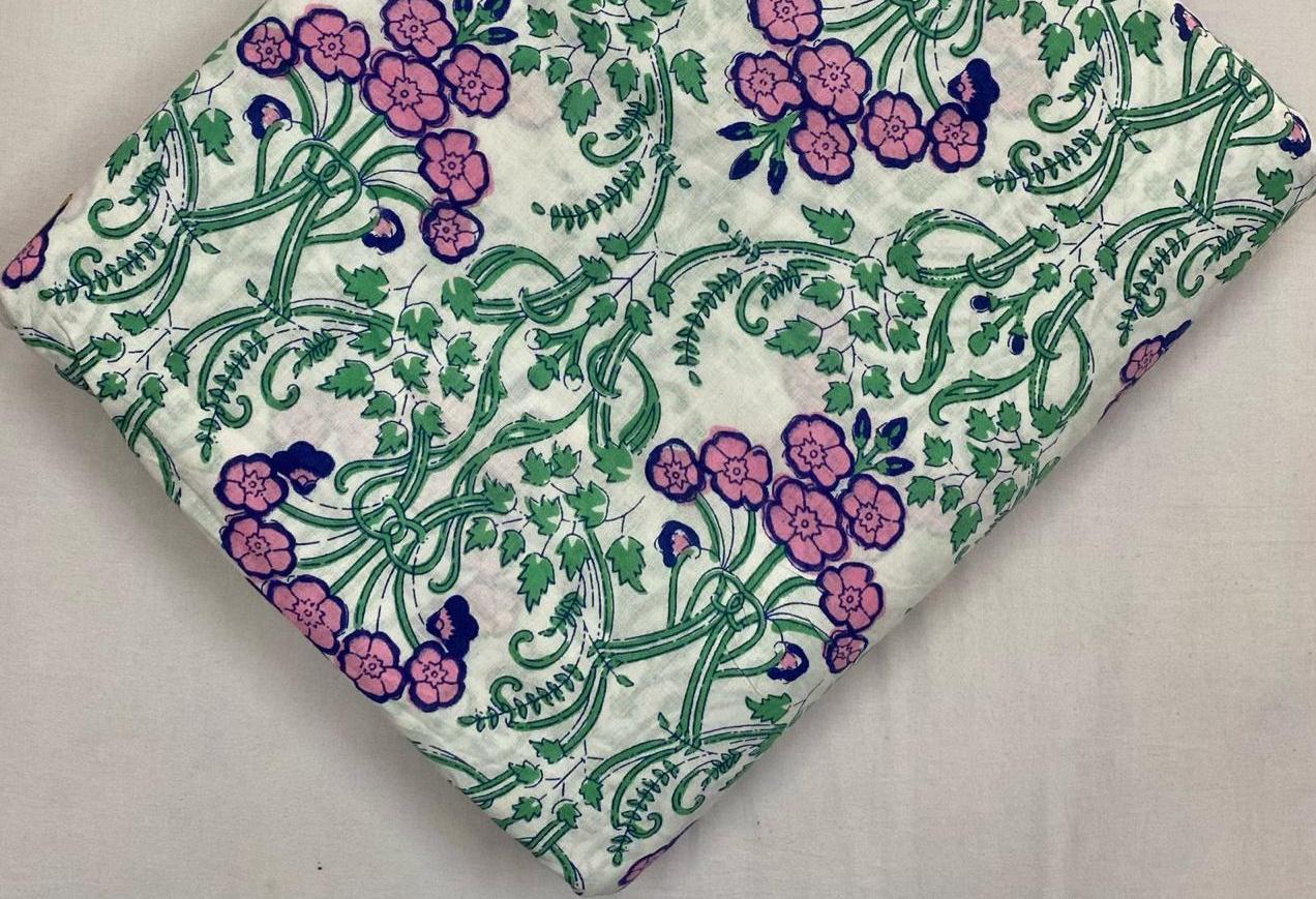 Indian Hand Block Print Fabric, Floral 100% Cotton Quilting Fabric By The Yard, Sewing Fabric Loose Running Fabric, Table Cover Fabric, Gift