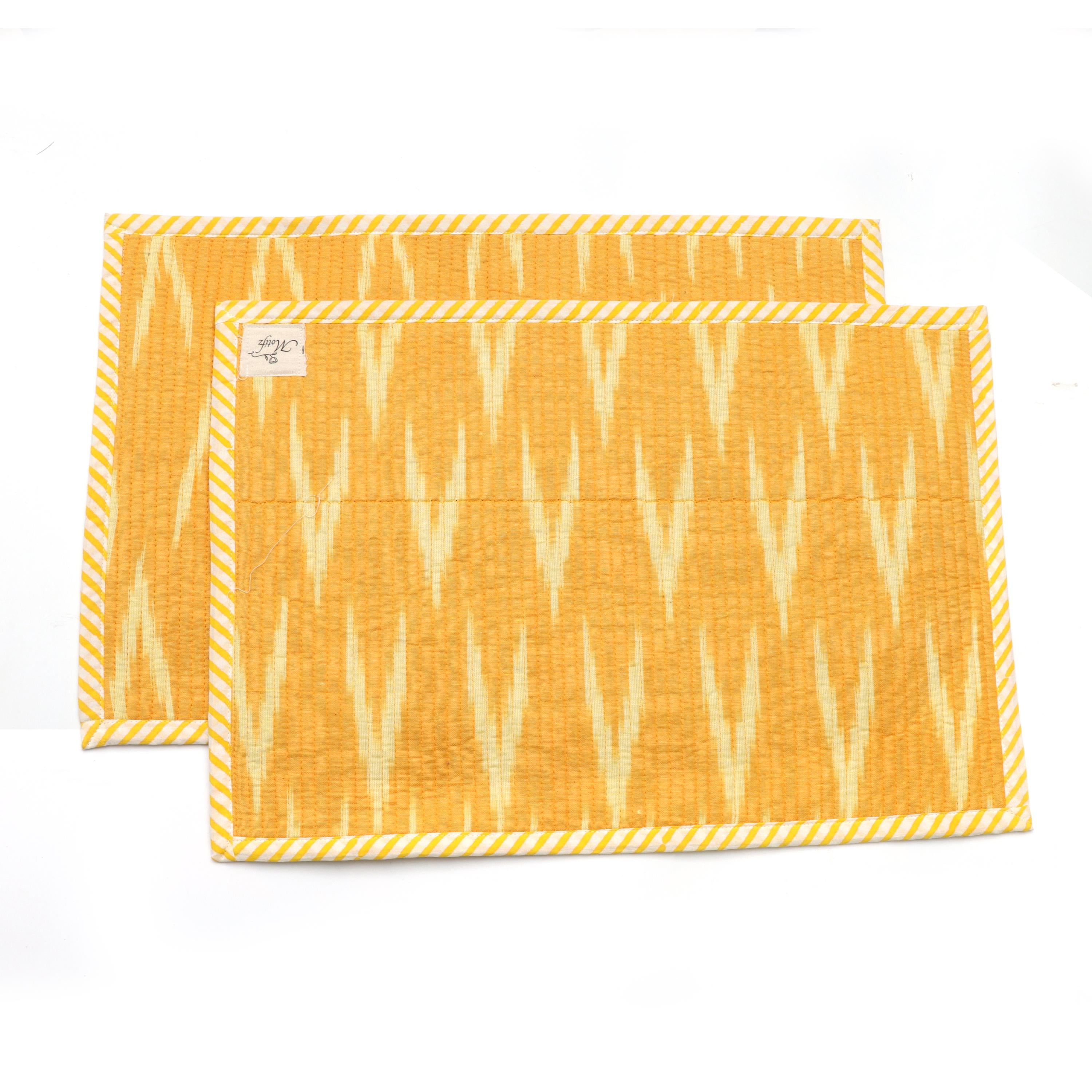 Yellow Floral Block Print Placemats Set, Hand Block Printed Cotton Table Mats, Mustard Yellow Dining Table Decor Placemat,Handmade Placement