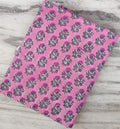 Pink Floral Cotton Fabric by the Yard, Purple Flower Block Print Fabric, Sewing, Quilting, Dressmaking, Craft Fabric, Loose Running Fabric