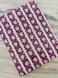 Hand Block Print Cotton Fabric, Burgundy Floral Stripe Fabric, Indian Cotton Textile, Maroon White Print, Soft Lightweight Fabric by Yard