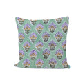 Hand Block Print Cushion Cover – Mint Green Floral Motif Cotton Pillow Cover | Boho Decorative Throw Pillow Case
