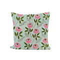 Hand Block Print Cushion Cover – Mint Green & Pink Floral Cotton Pillow Cover | Boho Decorative Throw Pillow Case