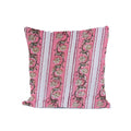 Pink Floral Stripe Cotton Cushion Cover, Handblock Print Pillow Cover, Boho Throw Pillow Case, Vintage Style Sofa Cushion, Indian Handmade Home Decor