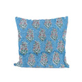Blue Hand Block Print Cushion Cover, Floral Cotton Pillow Case, Indian Handmade Throw Pillow, Boho Decorative Sofa Cushion