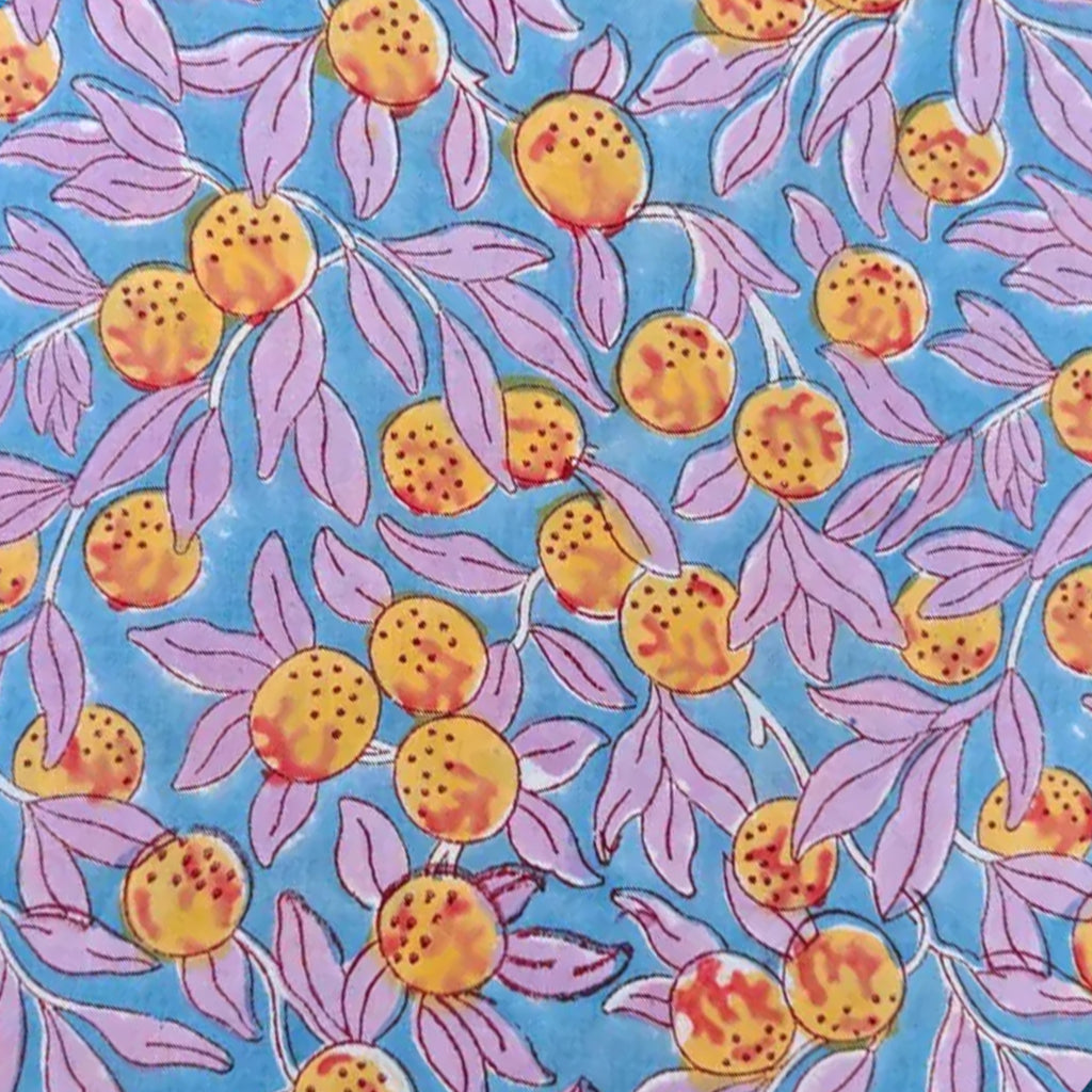 Tropical Citrus Cushion Cover – Blue Orange Fruit Print Throw Pillow Cover, Botanical Summer Decor