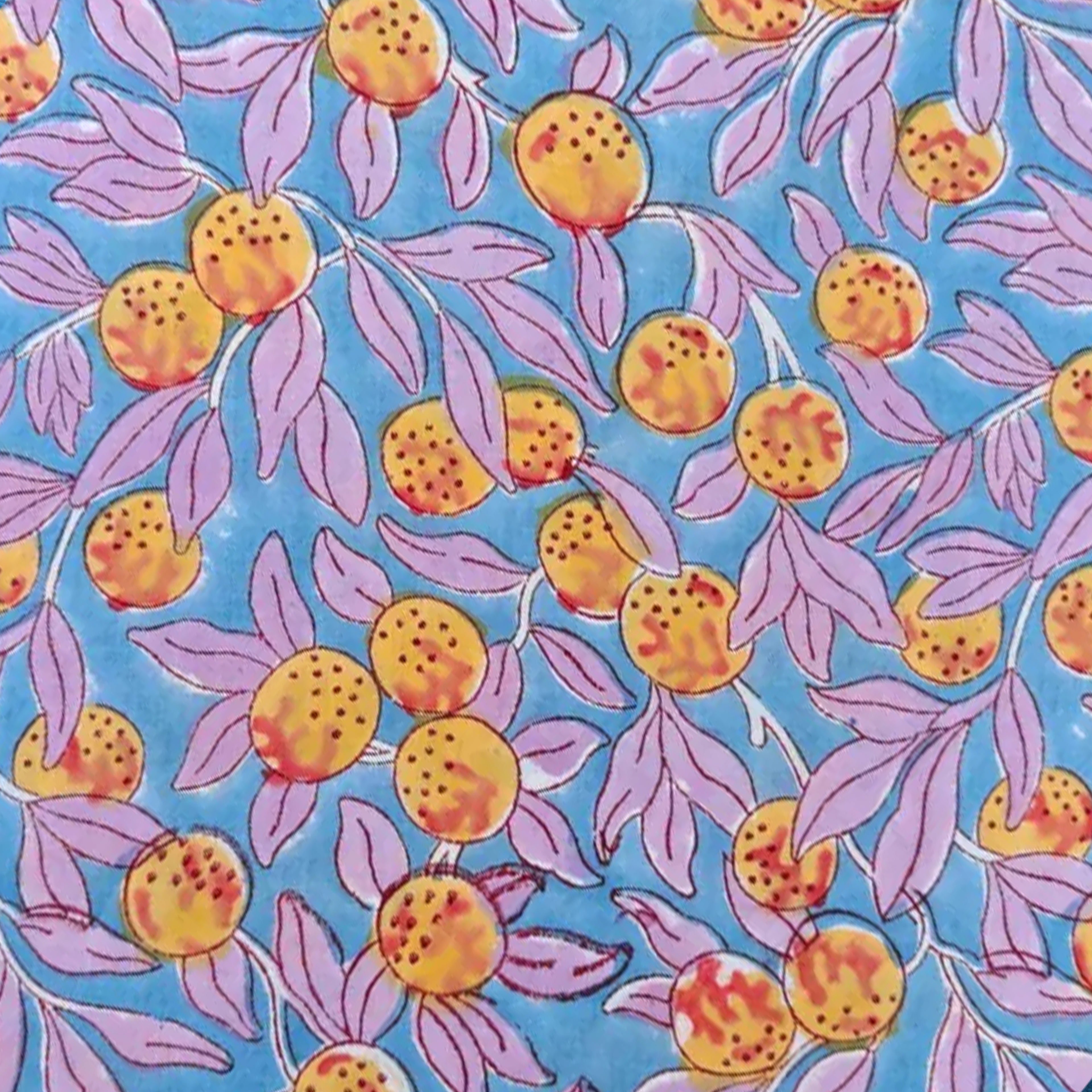 Tropical Citrus Cushion Cover – Blue Orange Fruit Print Throw Pillow Cover, Botanical Summer Decor