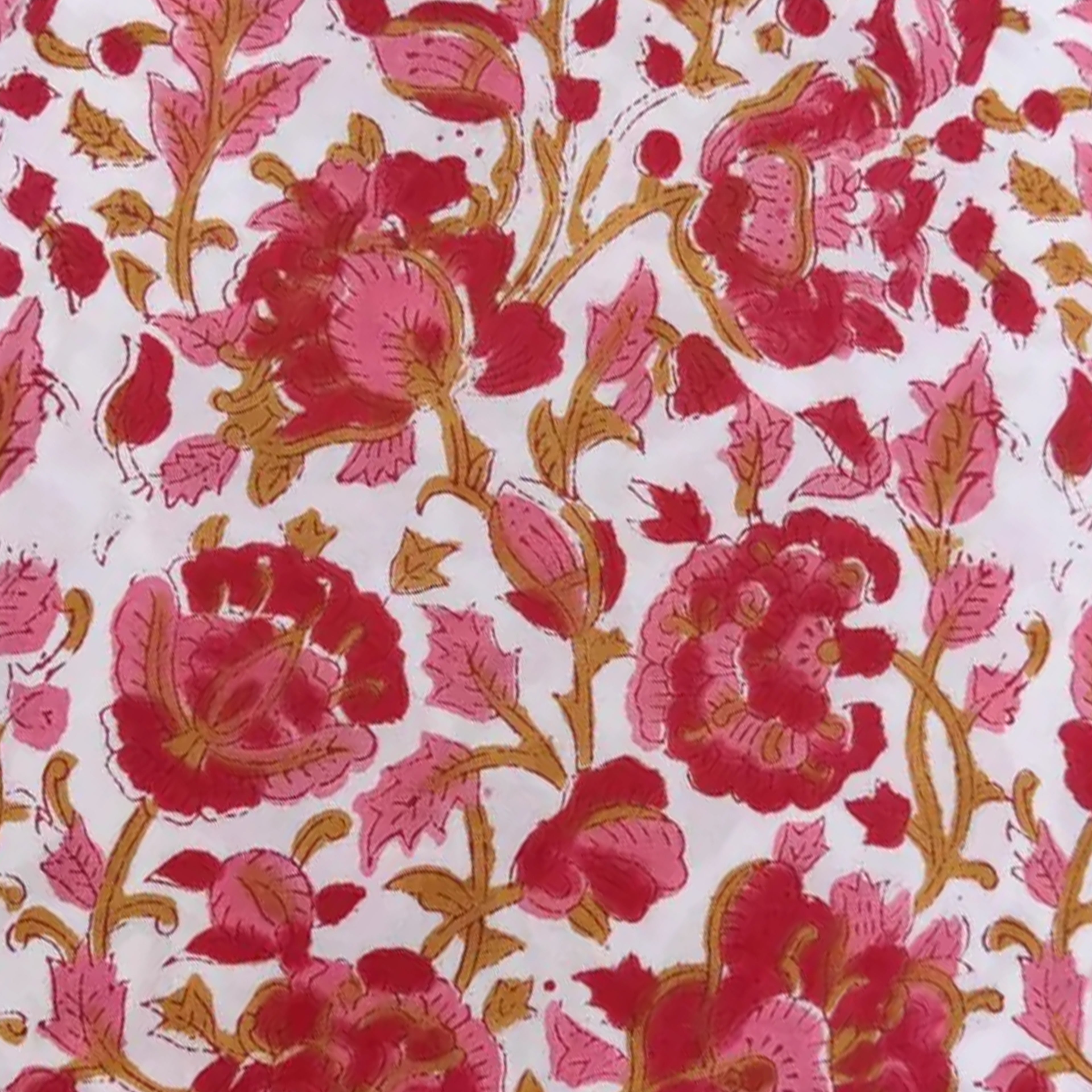 Red Floral Block Print Cushion Cover – Handcrafted Botanical Throw Pillow Cover, Vintage Indian Style Home Decor