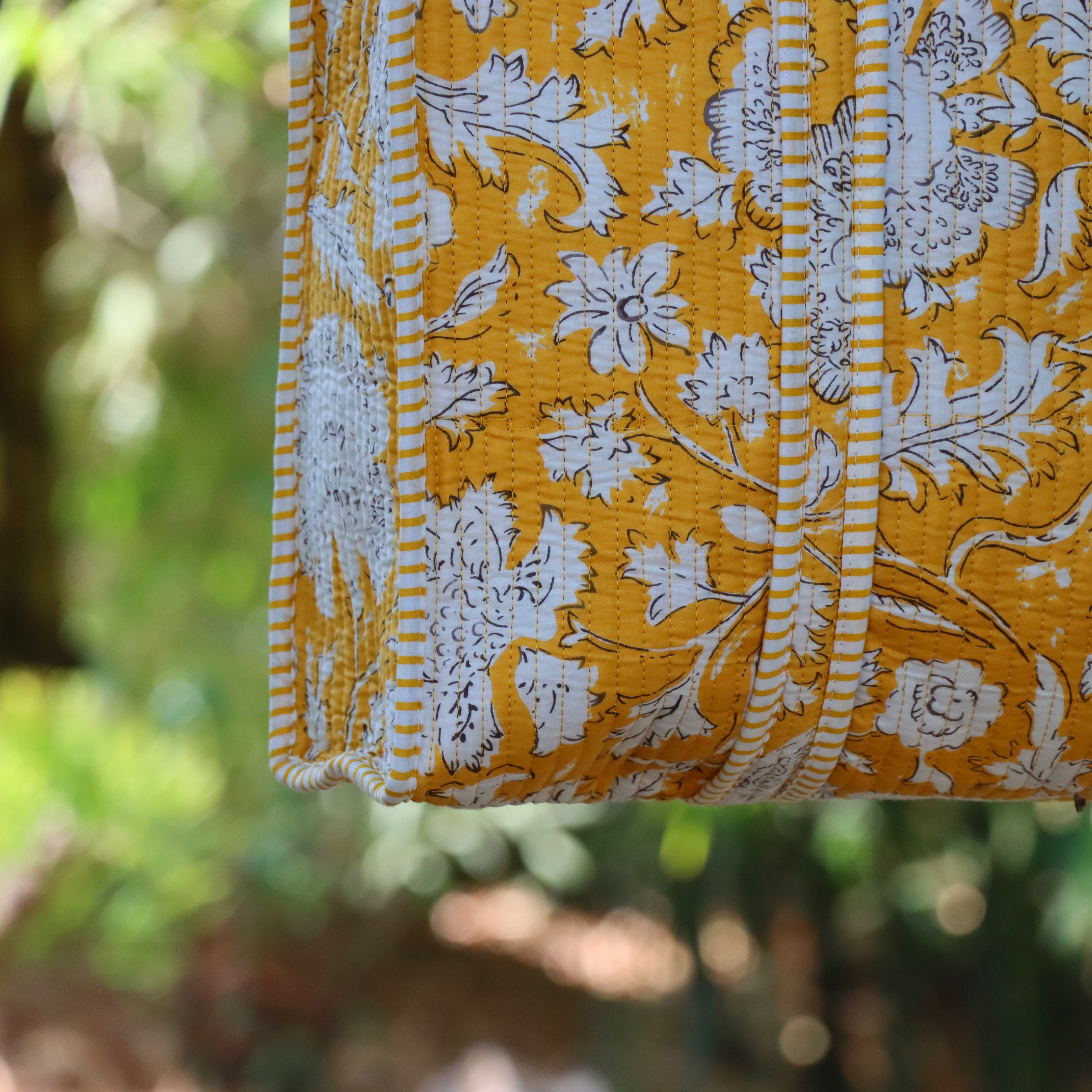 Mustard Yellow Floral Tote Bag | Handmade Cotton Carry Bag | Stylish Everyday Shoulder Bag | Eco-Friendly Reusable Shopping Tote
