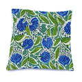 Green Blue Floral Cotton Cushion Cover, Handblock Print Pillow Cover, Botanical Throw Pillow Case, Boho Home Decor Cushion, Indian Handmade Sofa Decor
