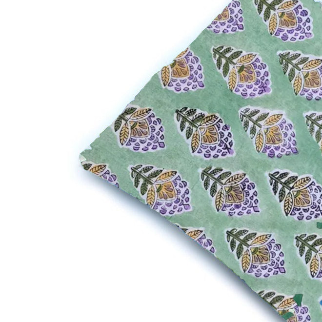 Hand Block Print Cushion Cover – Mint Green Floral Motif Cotton Pillow Cover | Boho Decorative Throw Pillow Case