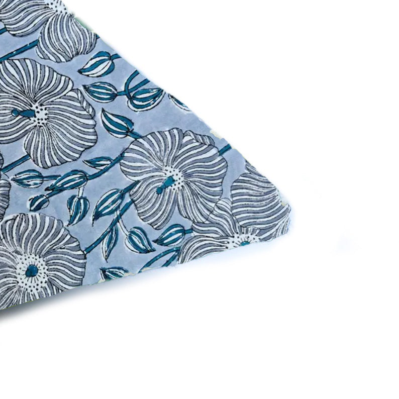 Blue Floral Cotton Cushion Cover, Handblock Print Pillow Cover, Decorative Throw Pillow Case, Boho Sofa Cushion, Indian Handmade Home Decor