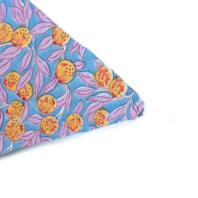 Tropical Citrus Cushion Cover – Blue Orange Fruit Print Throw Pillow Cover, Botanical Summer Decor