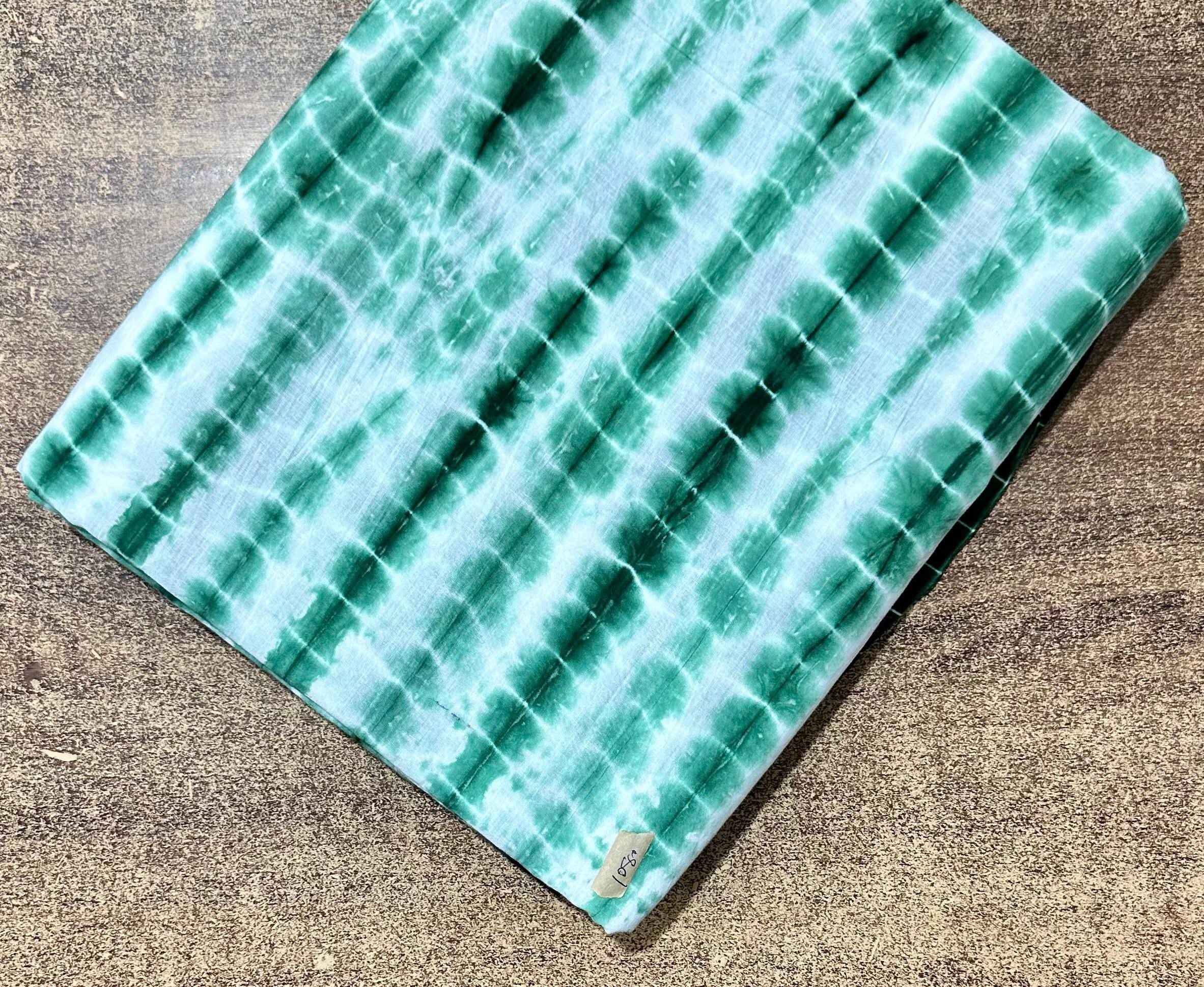 Green Floral Cotton Fabric by Yard, Indian Hand Block Print Cloth, Soft Cotton Sewing Quilting Dressmaking Fabric, Loose Running Fabric