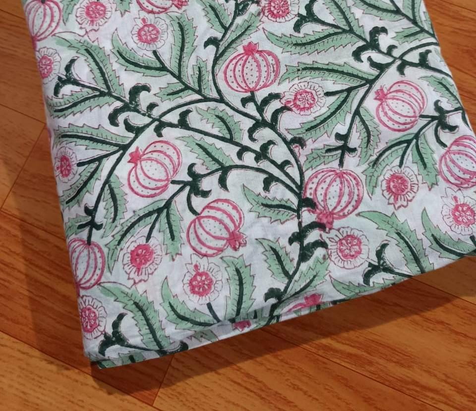 Indian Block Print Fabric, Floral 100% Cotton Quilting Fabric By The Yard, Fabric For Dress Making, Fabric Bags, Napkin Fabric, Gift For Her