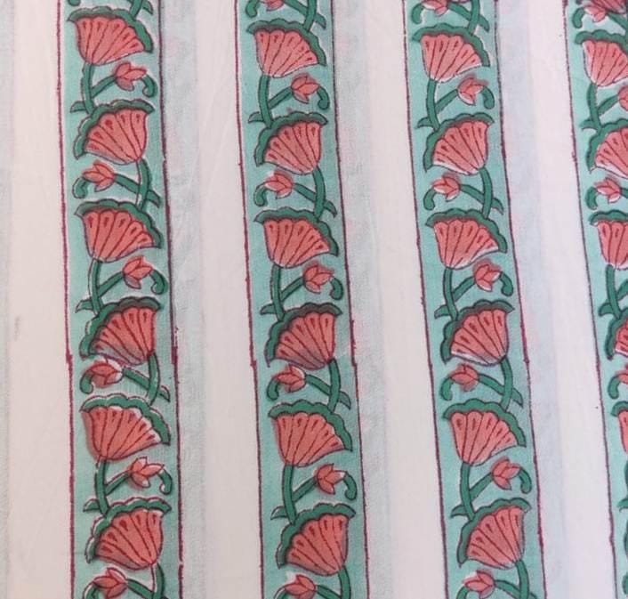 Indian Hand Block Print Fabric, Floral 100% Cotton Quilting Fabric By The Yard, Fabric For Dress Making, Loose Running Fabric, Napkin Fabric